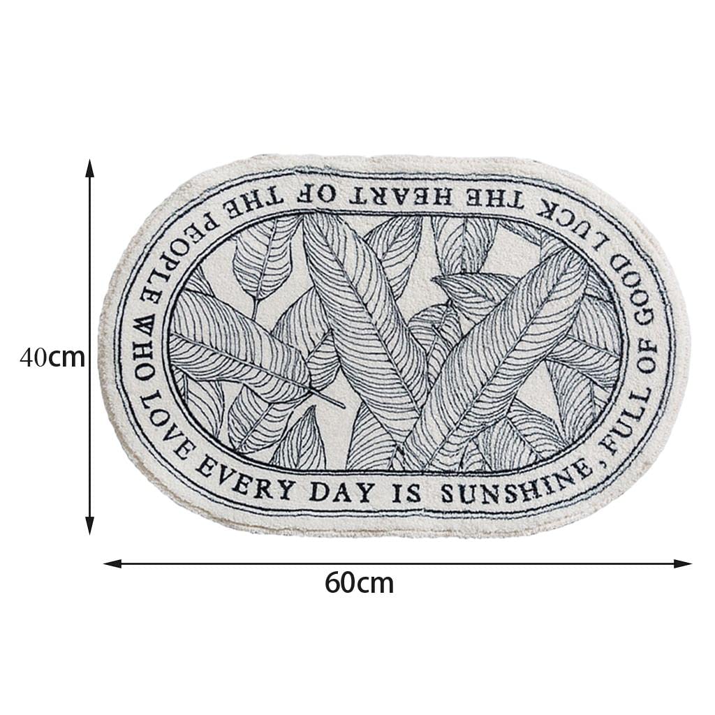 Lot de 5 tapis de salle de bain absorbants d'eau - Tapis de bain ovale - Motif feuille - 40 x 60 cm