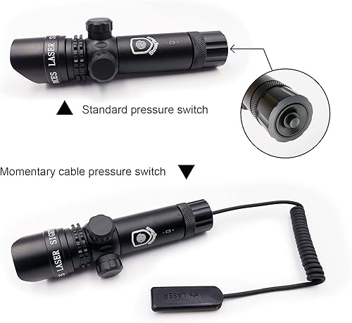 Miniatura 6 de Vista láser de punto rojo y verde impermeable para rifles y escopetas con soportes e interruptor de prensa de cable