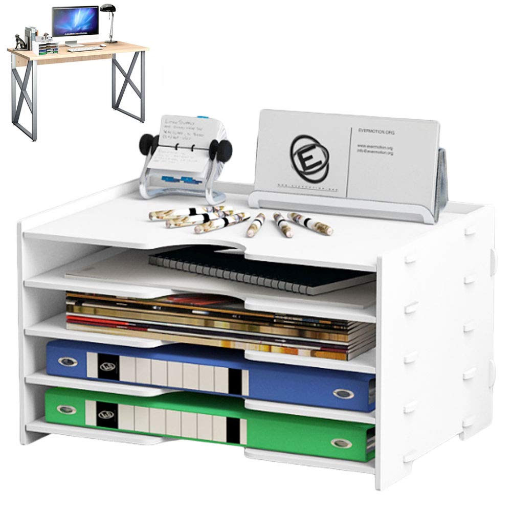 Vaschette Porta-documenti Ufficio, Porta-corrispondenza, Porta Documenti da Ufficio in Legno con 4/6/8 Divisori, per Lettere, Fogli A4, Libri e Documenti,Four floors