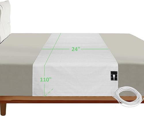 Sábanas de tierra, media sábana encimera de 24 x 110 pulgadas, se adapta a todos los tamaños de cama, sábanas conductoras con cordón y clips, sábana