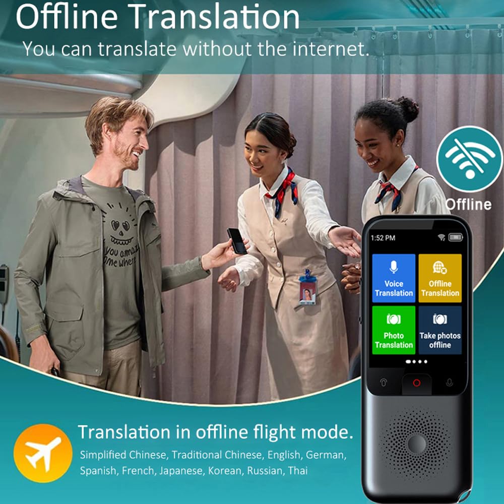 Translate Test Sprachübersetzer Gerät, Offline Sprachübersetzer 138 Sprachen Online Übersetzer Smart Translator AI Unterstützt WLAN, Offline-Übersetzung, Foto & Sofortige Übersetzung Für Unternehmen Lernen Reise M3 Test