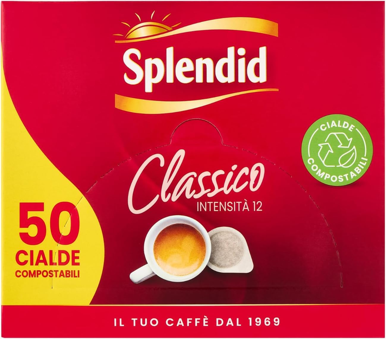 Caffè SPLENDID Miscela Espresso CLASSICO - 200 Cialde Filtrocarta ese44-4 Confezioni da 50 - Intensità 12 - Gusto Deciso e Aroma Tostato -DD-