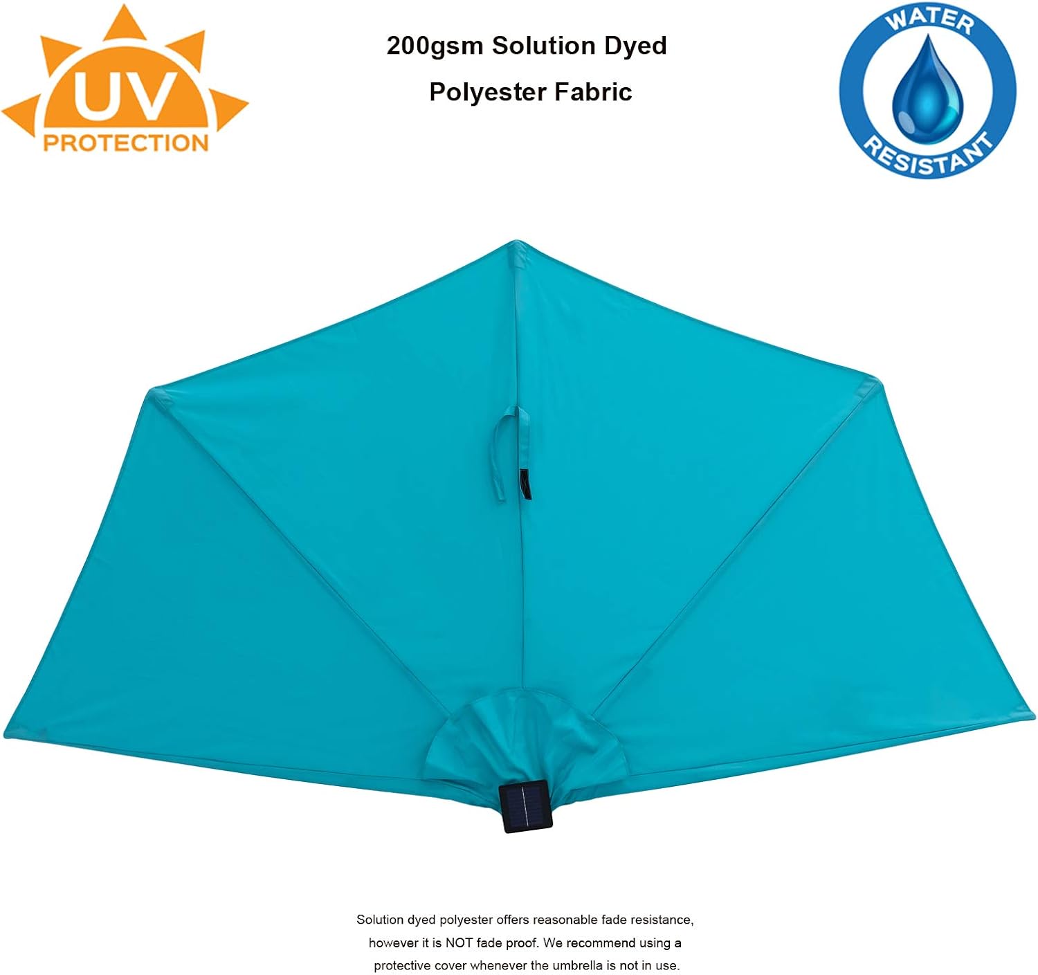 C-Hopetree 9 ft Half Round Outdoor Patio Market Wall Umbrella with Solar LED Lights and Tilt
