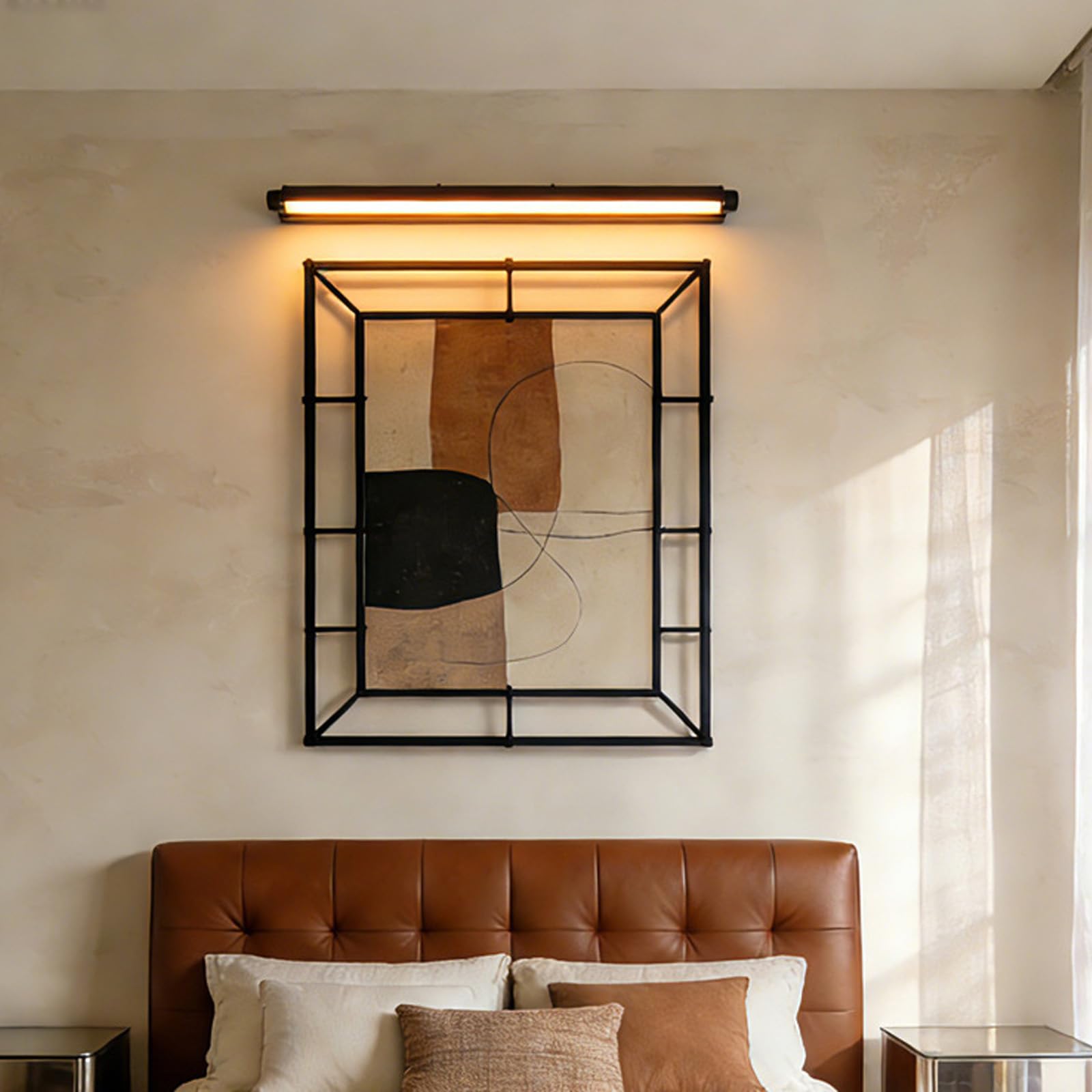 LED Spiegelleuchte Bad Wandleuchten Modern Minimalistisch Wandbeleuchtung Bildbeleuchtung Make-up Wandleuchte für Badschrank Spiegelschrank Schminktisch Wohnzimmer (Schwarzes Warmes Licht,60cm)