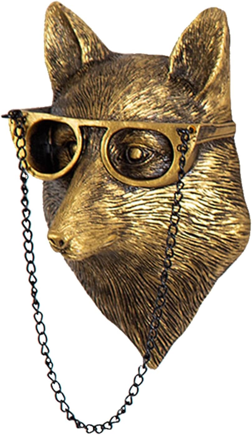 3D Head Wall Mount Ornament Deer Decor Rabbit Ornaments Animal Head Wall Sculptures Modern Art Statue Animal Heads Resin Home Accessories Wall Decorations for Living Room to Hang Ornaments, Fox