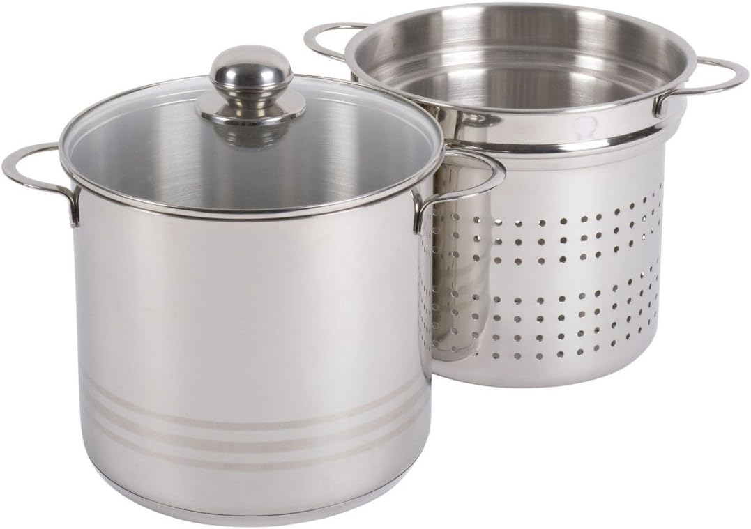 My Basics Germany 18/10 Stainless steel Spaghetti Pot Set with Strainer Insert and Lid 5.8 Quart Capacity