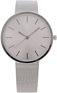 Wrist Watch Mens Watch Quartz Analog Thin Wrist Watches for Men Fashion Dress Stainless Steel Band Woman Watch (Color : Silver)