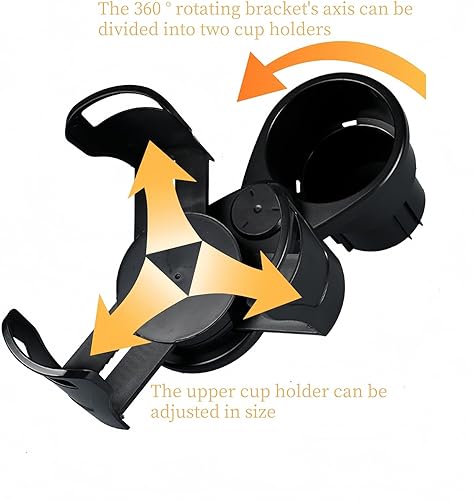 Miniatura 3 de Portavasos giratorio de 360 para automóvil, soporte doble ajustable, ancho de base de 3.35 pulgadas, color negro