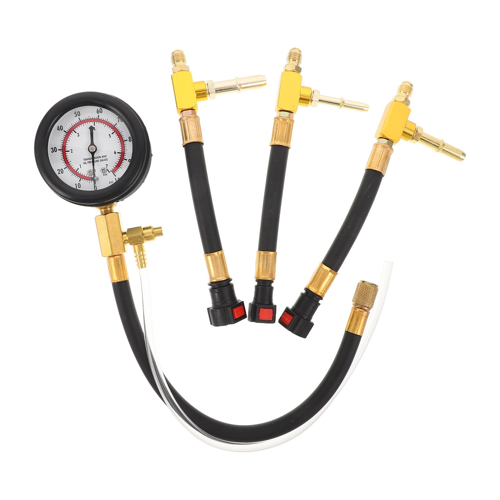 YARNOW 1 Juego de Kit de Prueba de presión de Combustible de 0 a 100 PSI con Conexiones de línea de Combustible de 6.3, 7.89 y 9.49 - Manómetro de presión de Gasolina, Herramienta de Prueba para