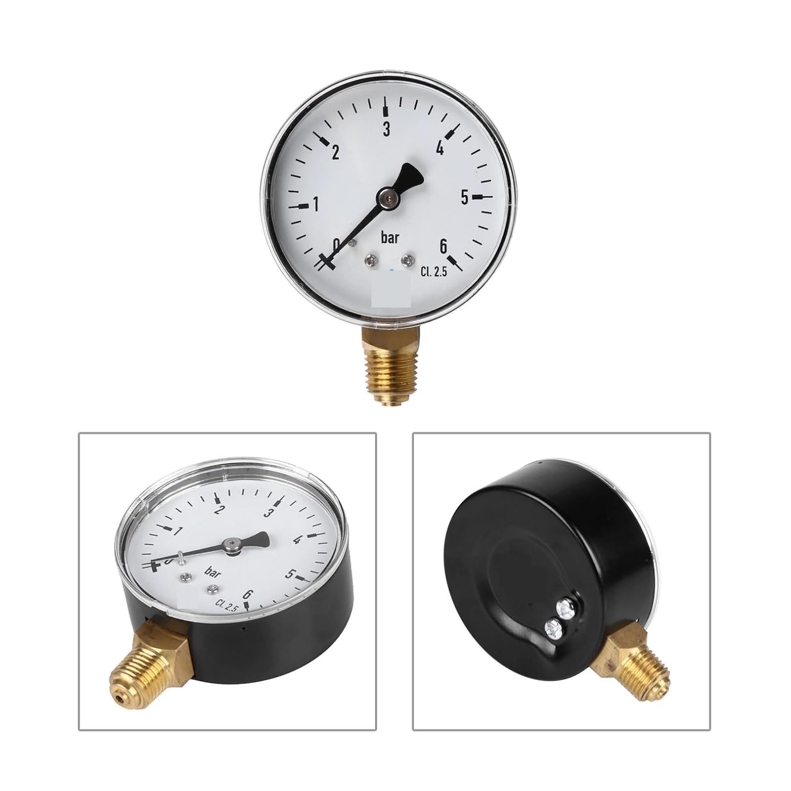Manómetro de 0-6 Bar, compresor de aire 1/4 NPT, manómetro de presión de alta resistencia, cara 2,3 medición de aire, agua, aceite y Gas