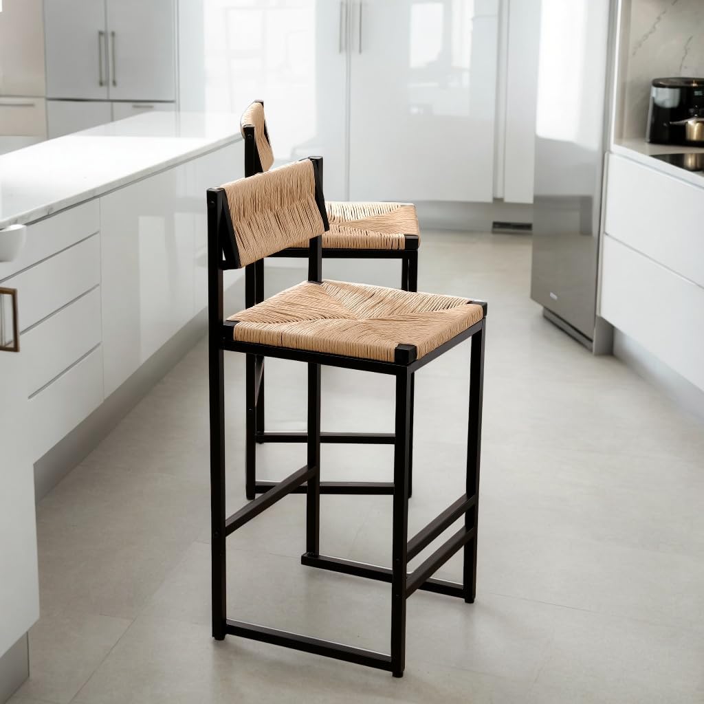 Sillas para Barra De Cocina,Modern Counter Height Barstools Set of 2,220lbs Max Weighing Capacity for Kitchen Island Bar Living Room Rectangular Unfinished (Honey)