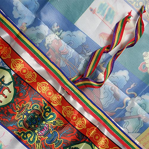 Tibetan Satin Wind Marong Pagoda Prayer Flag, Travel Farmhouse Outdoor Garden Decoration, Buddhist King Gesar Banner #TOP4