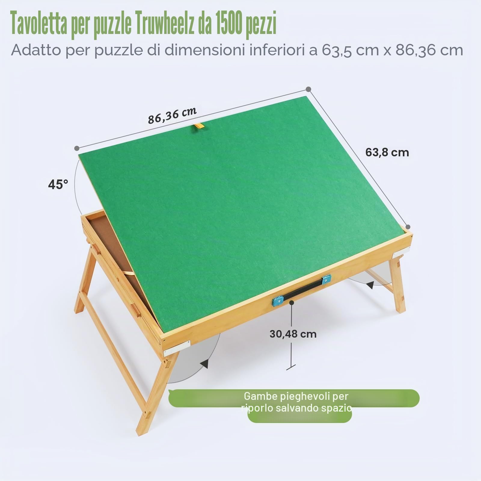1500 pezzi tavolo puzzle portatile con gambe, 64 x 87 cm, in legno regolabile con 4 cassetti e copertura, regalo di compleanno per mamma, 3 angoli di inclinazione, tavolo puzzle per adulti