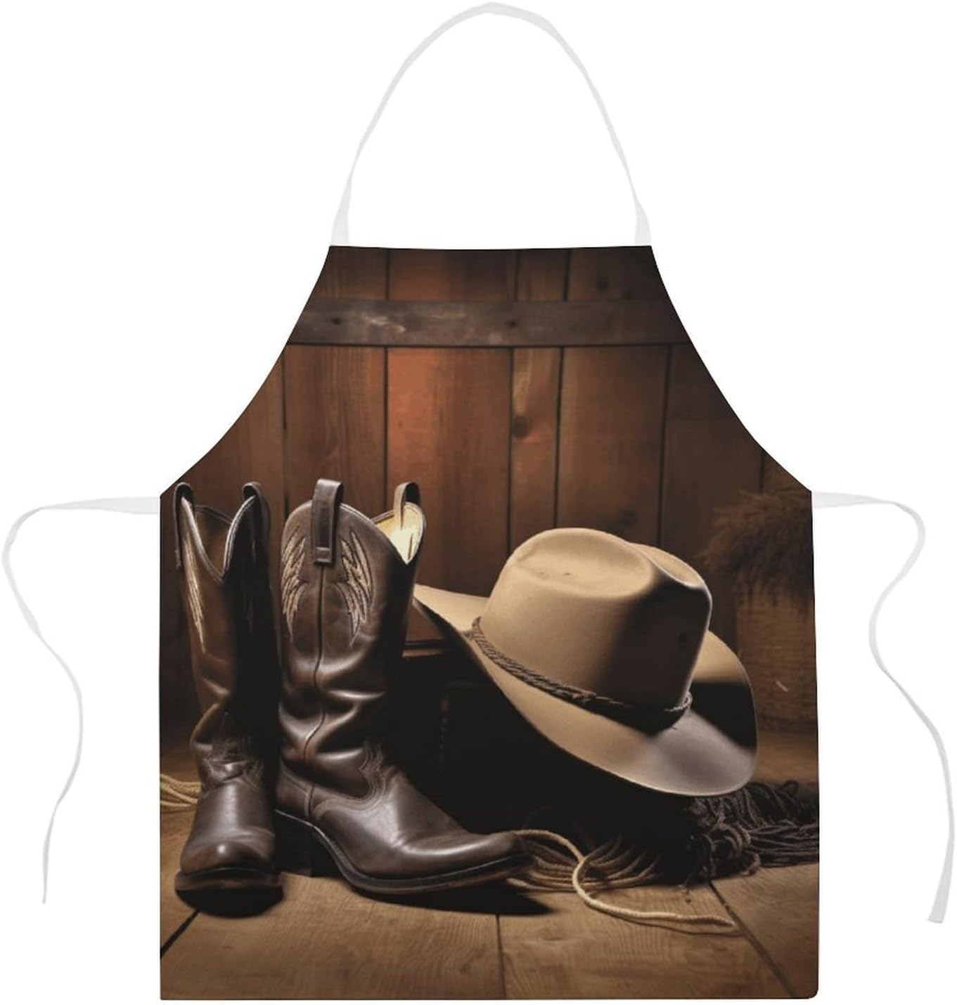 Apron Adjustable Bib Apron for Women Men Cowboy Black Hat Western Boots Chef Aprons for Cooking