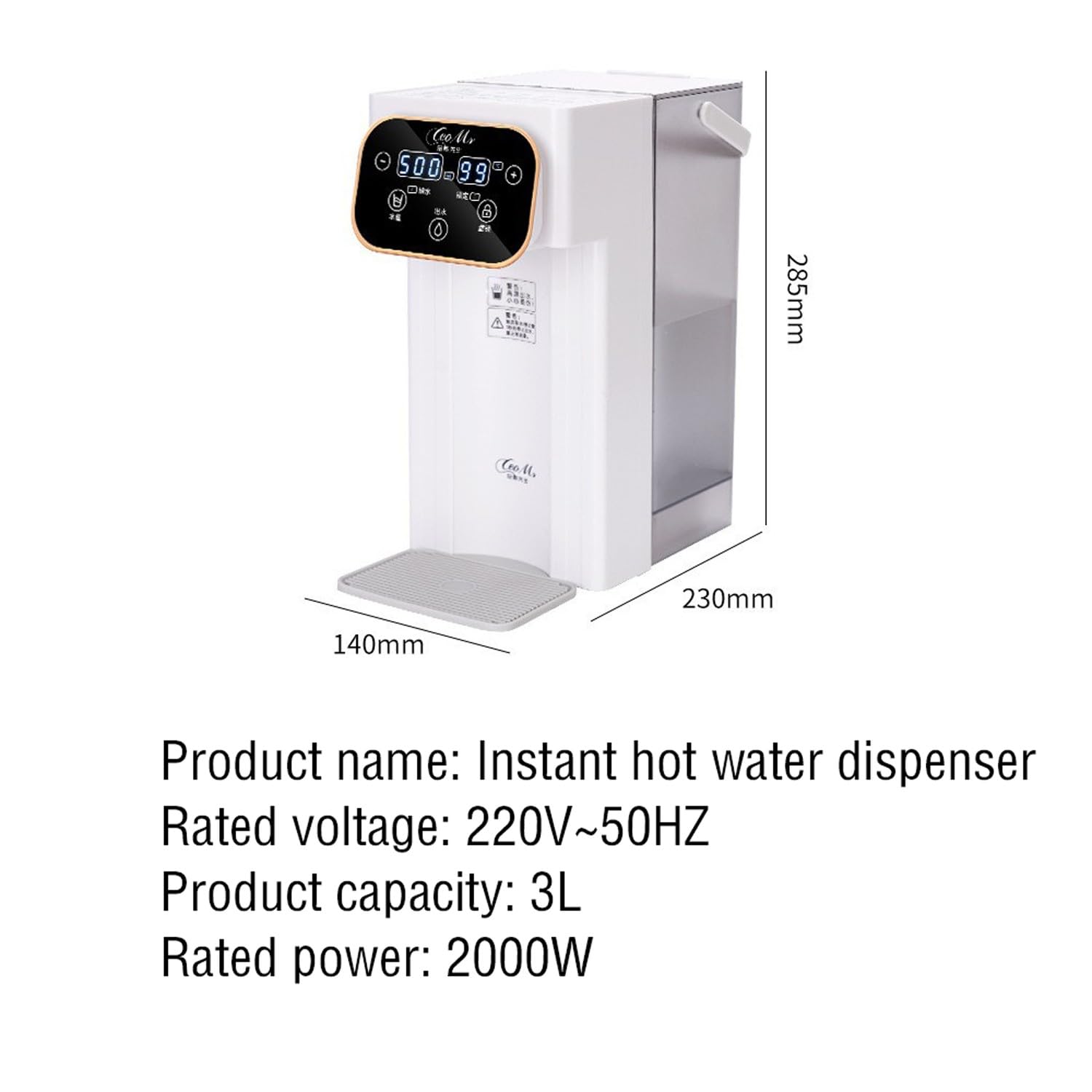 SaCLi Dispenser acquaDistributore di Acqua Potabile Diretto da Tavolo con Display Doppio/Singolo a Riscaldamento rapido Portatile per Uso Domestico, Piccolo, in Tre Secondi, Bianco/Verde(Color:d)