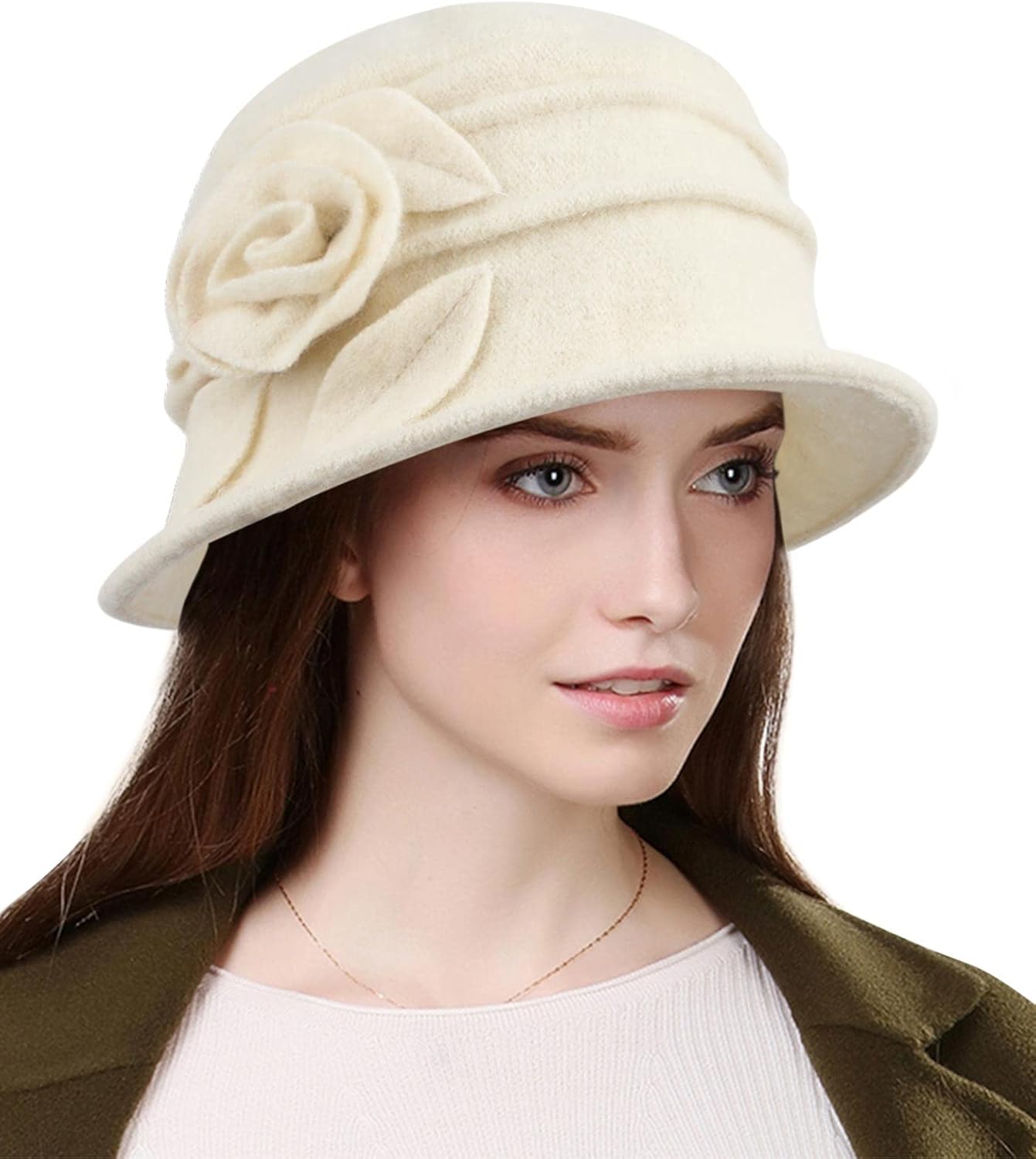 Sumolux Women Beret Hat French Vintage Floral Wool Dress Cloche Classic Winter Hat 1920s