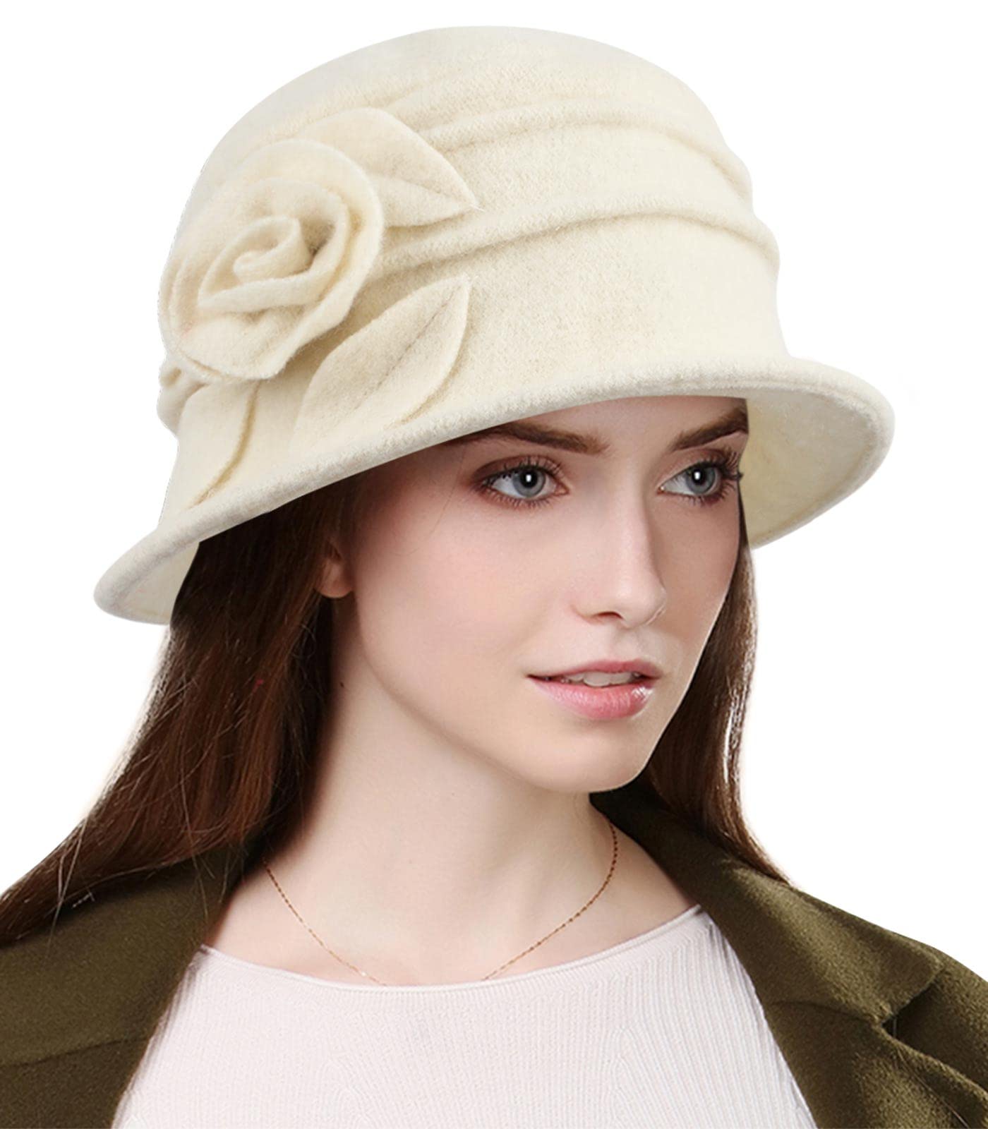 Damen Fischerhüte Wintermütze Warme Baret Hut Französischer Stil Vintage 1920s Vintage Bowler Wolle Winter Hut