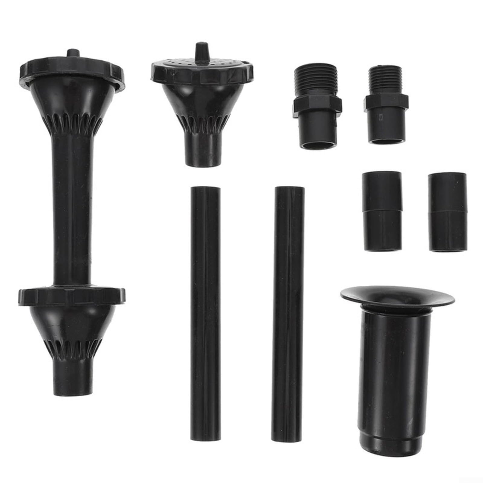 CWOQOCW Garden Pond Fountain Nozzle Set with Multiple Water Patterns and Extension Tube for Pumps, 1/2-Inch and 3/4-Inch Plastic Heads, Black(A)