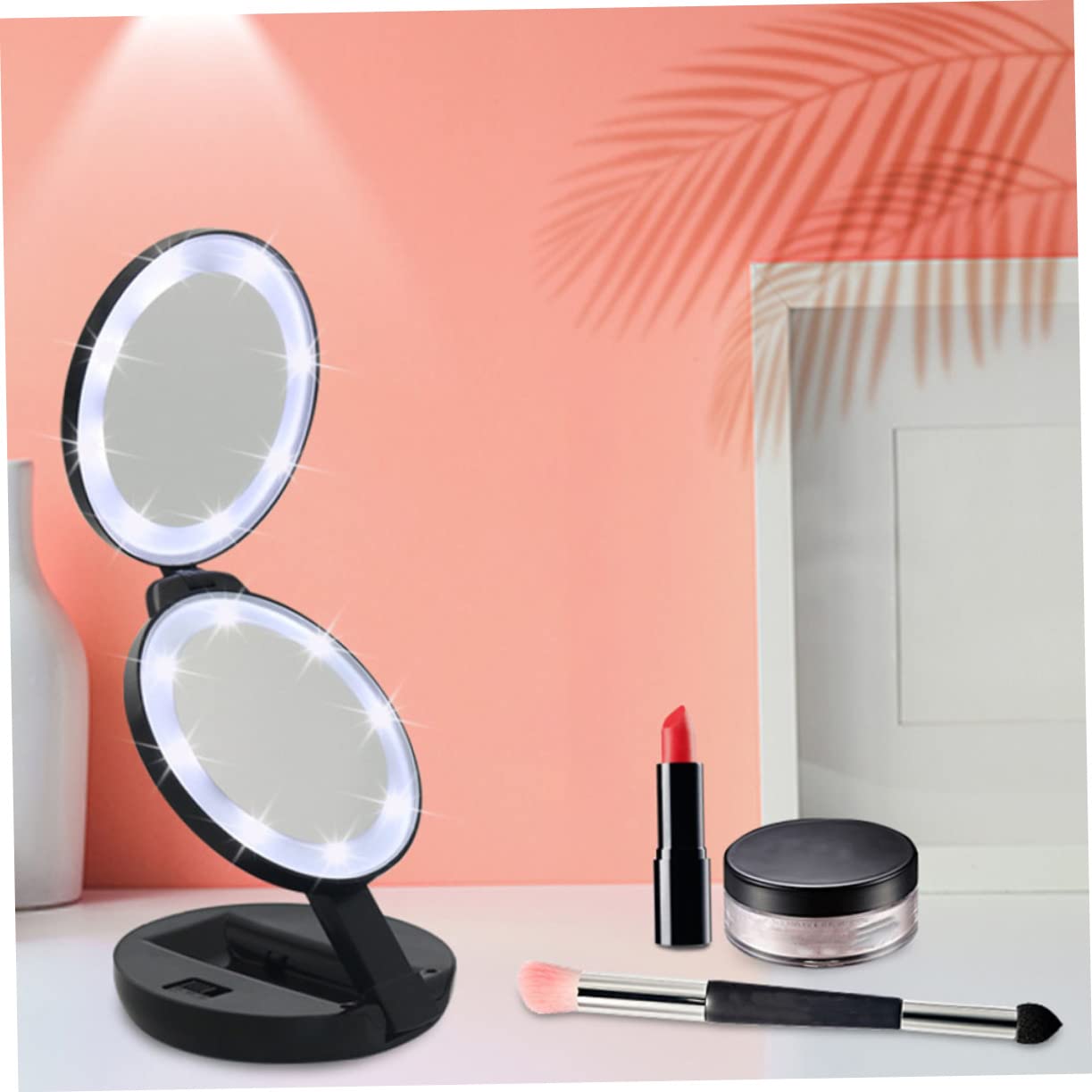 SHERCHPRY Espejo de Maquillaje Plegable Compacto y Portátil Espejo de Aumento para Mujer de Bolsillo para Maquillaje Viaje