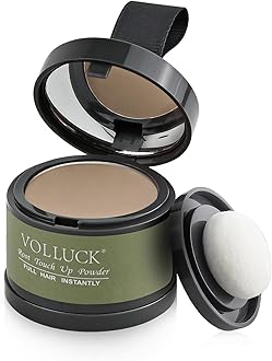 VOLLUCK Root Touch up Powder, Instant Hairline Powder for Thinning Areas and Gray Hair Coverage, Natural and Non-greasy Root Cover up for Women and Men (Light Coffee, 0.14 Ounce)