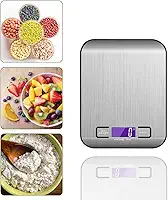Balança de Cozinha Digital em Inox Resistente a Água Com Base Antiderrapante Precisa de 1g a 10kg Visor de Alta Definição Premium