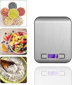 Balança de Cozinha Digital em Inox Resistente a Água Com Base Antiderrapante Precisa de 1g a 10kg Visor de Alta Definição Premium