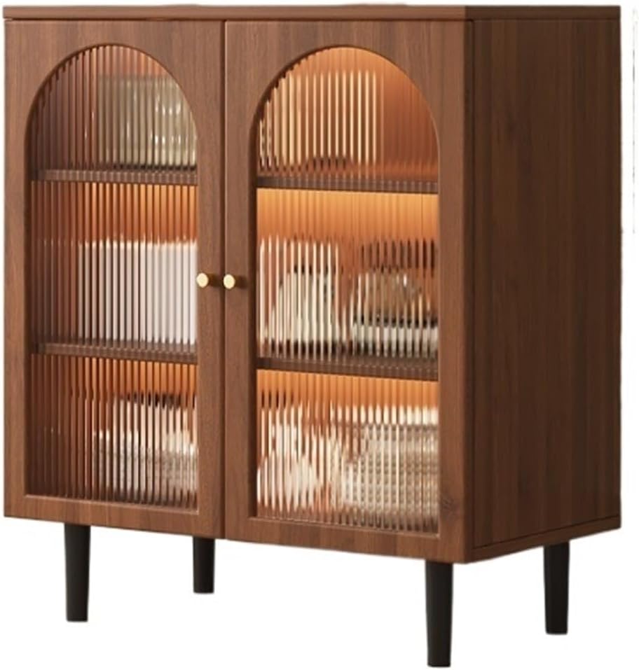 Sideboard Cabinet Glass Sideboard Simple Rattan Storage Double Door Home Restaurant Tea Kitchen Console Coffee Table
