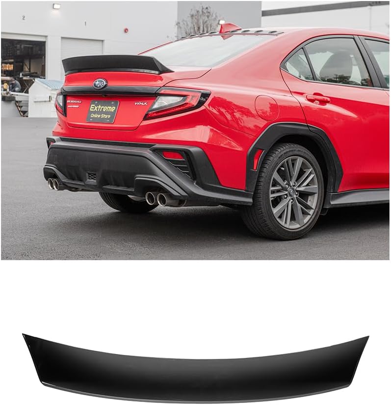 Replacement for 2022-Present Subaru WRX Models | JDM Performance Package Rear Trunk Lid Ducktail Wing Spoiler (ABS Plastic - Painted Glossy Black)