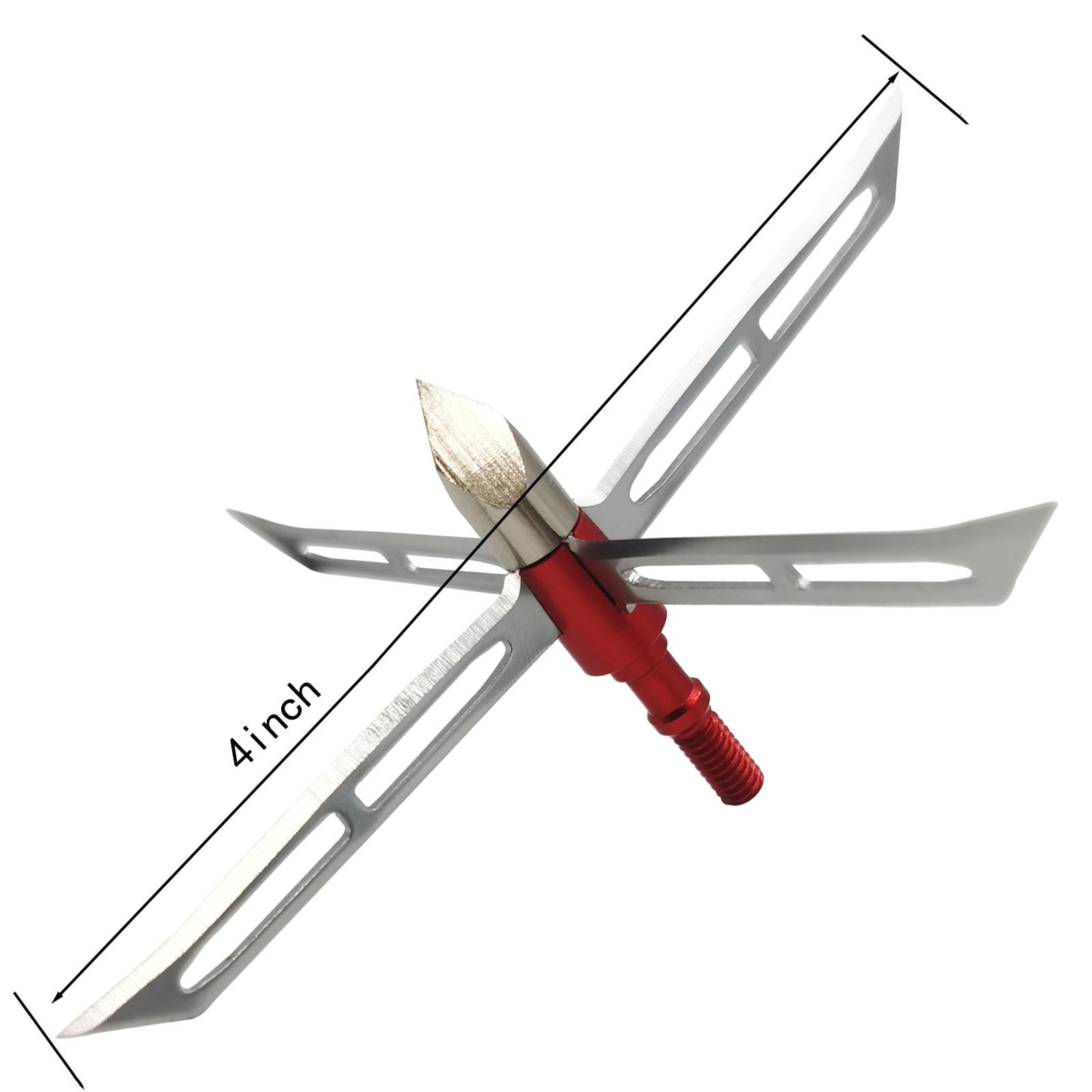 NIUXINIU Turkey Hunting Broadheads 4 Fixed Blade Archery Broadheads Stainless Steel Bow and Arrow Hunting Arrow Heads (Red)