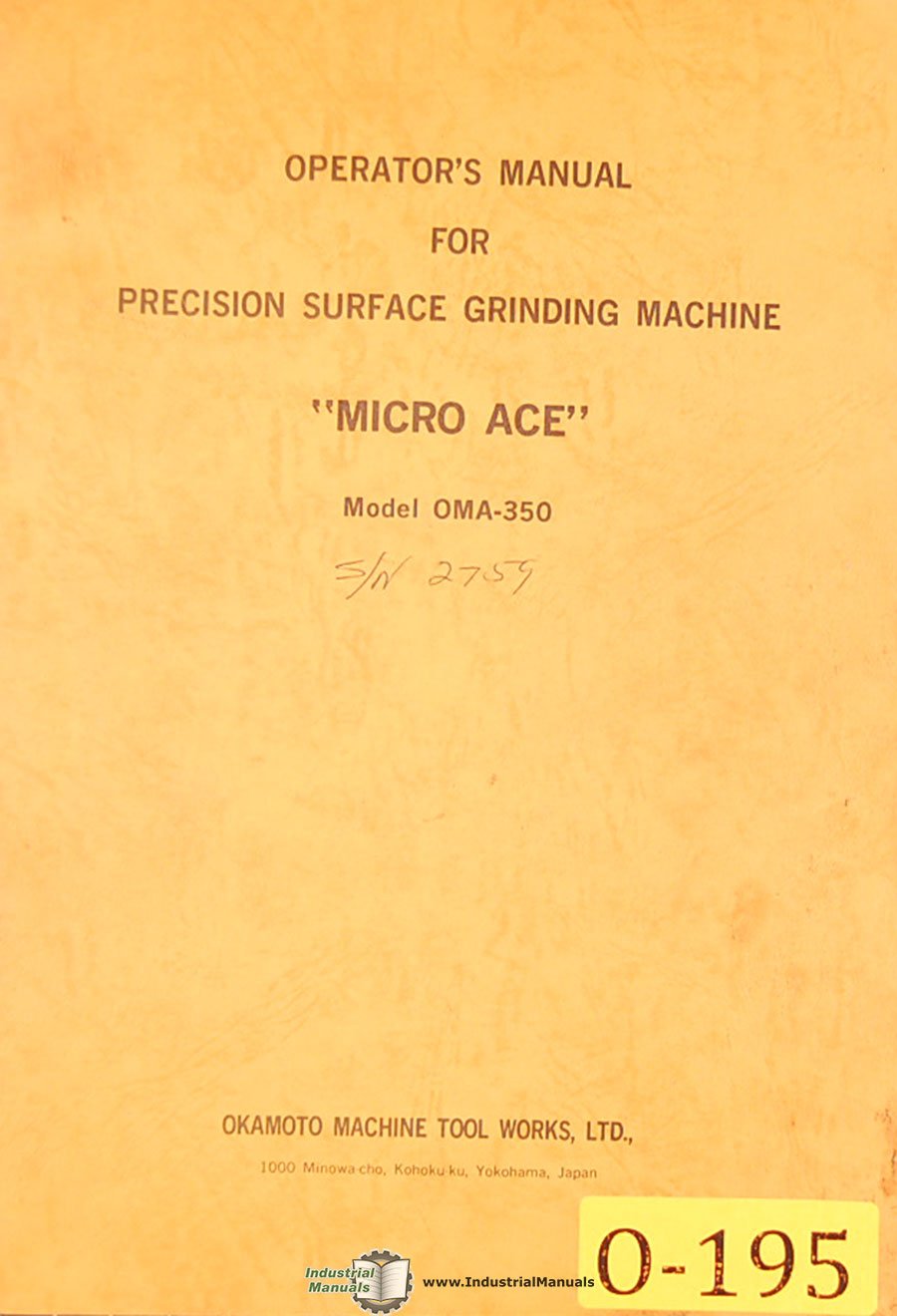 Okamoto Micro Ace, OMA350, Surface Grinding Machine, Operators