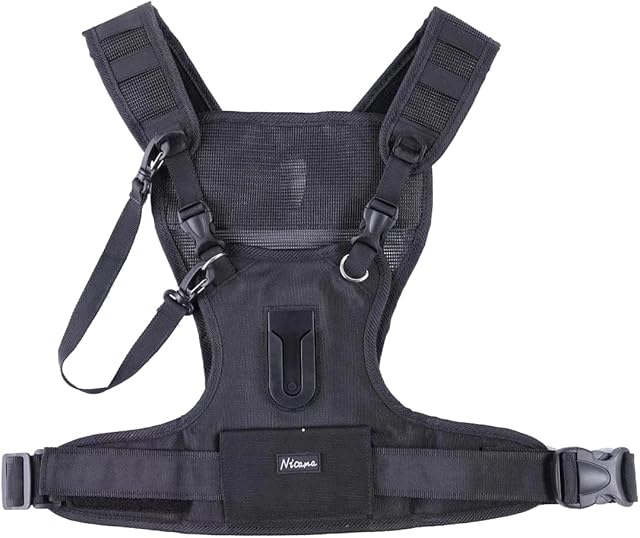 Nicama Camera Carrier Chest Harness Vest with Mounting Hubs & Backup Safety Straps for 1 Camera Canon 6D 5D2 5D3 Nikon D800 D810 Sony A7S A7R A7S2 Sigma Olympus DSLR for Hiking