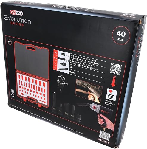 KS Tools - 515.0065 - Coffret douilles à chocs 1/2" - douilles à chocs courtes et longues - Mallette outils 40 pièces - 6