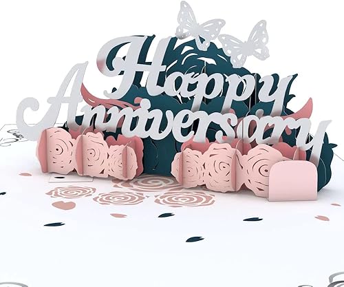 Lovepop Tarjeta emergente de feliz aniversario para ella, tarjetas de felicitación de rosas 3D para niñas, mujeres, Here's to the Years, tarjeta