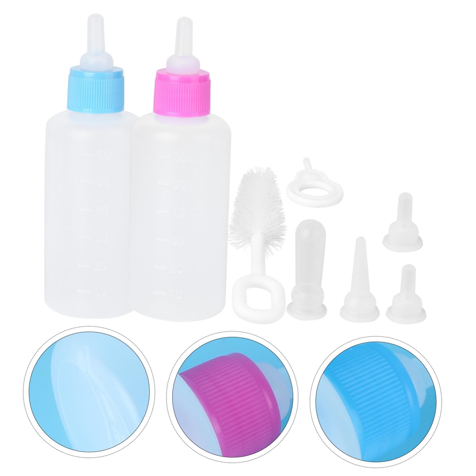 SUPVOX Safe Portable Pet Feeding Bottles 2 Sets Pet Nursing Bottle Set for Dog Cat 60ml
