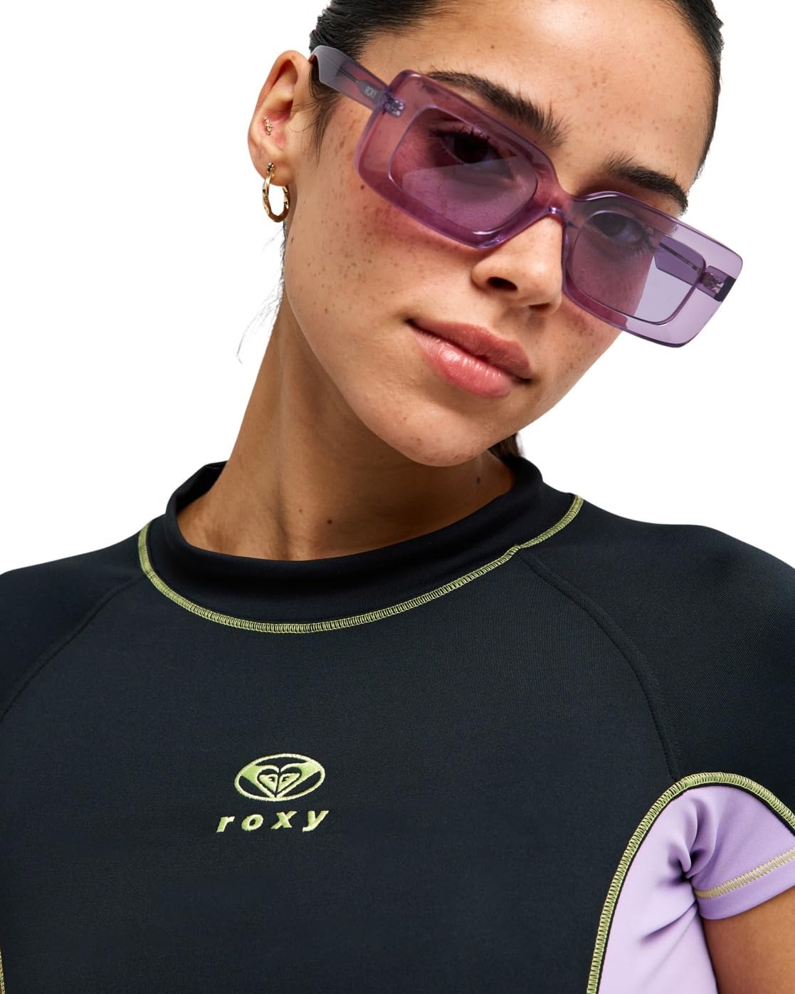 Roxy The Retro Essentials - Kurzes Rashguard mit kurzen Ärmeln - Frauen - S - Lila.