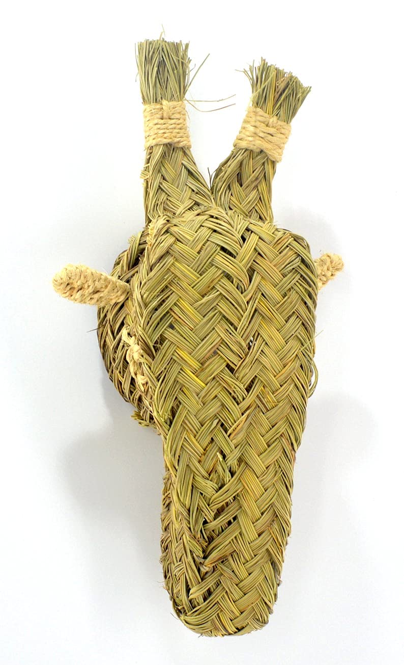 Maison Andaluz Handmade braided woven gazelle animal's head - Moroccan Jute/Halfa base material - Jute ornament H36 W17 D12 cm (head size only)