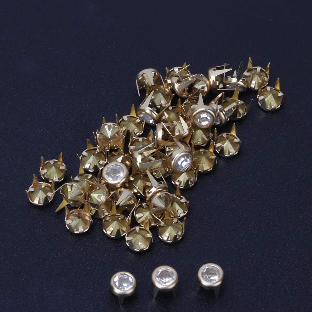 Joyzan Claw Nailhead, Rhinestone Beads Stud Refills Metal Punk Decorative Spikes Round Dome Crystal Rivets for DIY Fashion Leather Craft Making Purse Clothing Shoes Clothes Bag Belt Bracelet 50Pcs