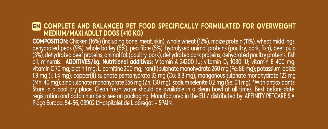 Ultima Medium-Maxi Light In Fat Pollo, Comida seca para perros, Pack de 3 x 3kg, Total 9kg