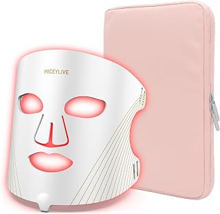 LED Red Light Face Mask, 460–850nm Near-Infrared Facial Light Mask with 3 Light Modes, Natural White