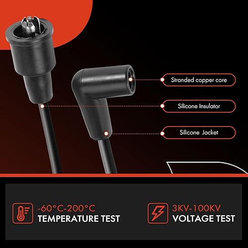 Miniatura 4 de A-Premium Juego de 7 cables de bujía de encendido compatibles con Jaguar XJ6 1978-1987, Vanden Plas 1982-1987, L6 4.2L