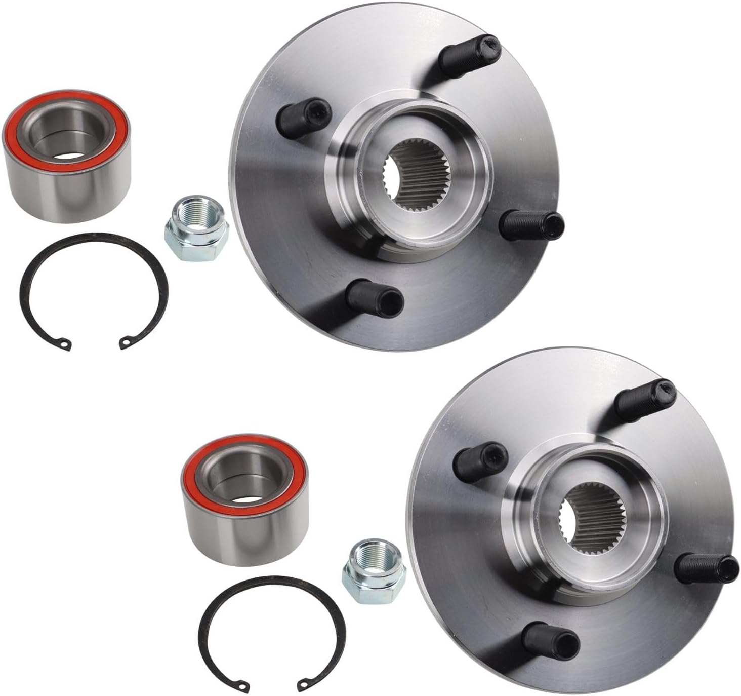 TRQ 2 Piece Front Wheel Bearing & Hub Kit Set Compatible with 1994-2002 Saturn SC1 SC2 SL SL1 SL2 1994-1999 SW1 1994-2001 SW2