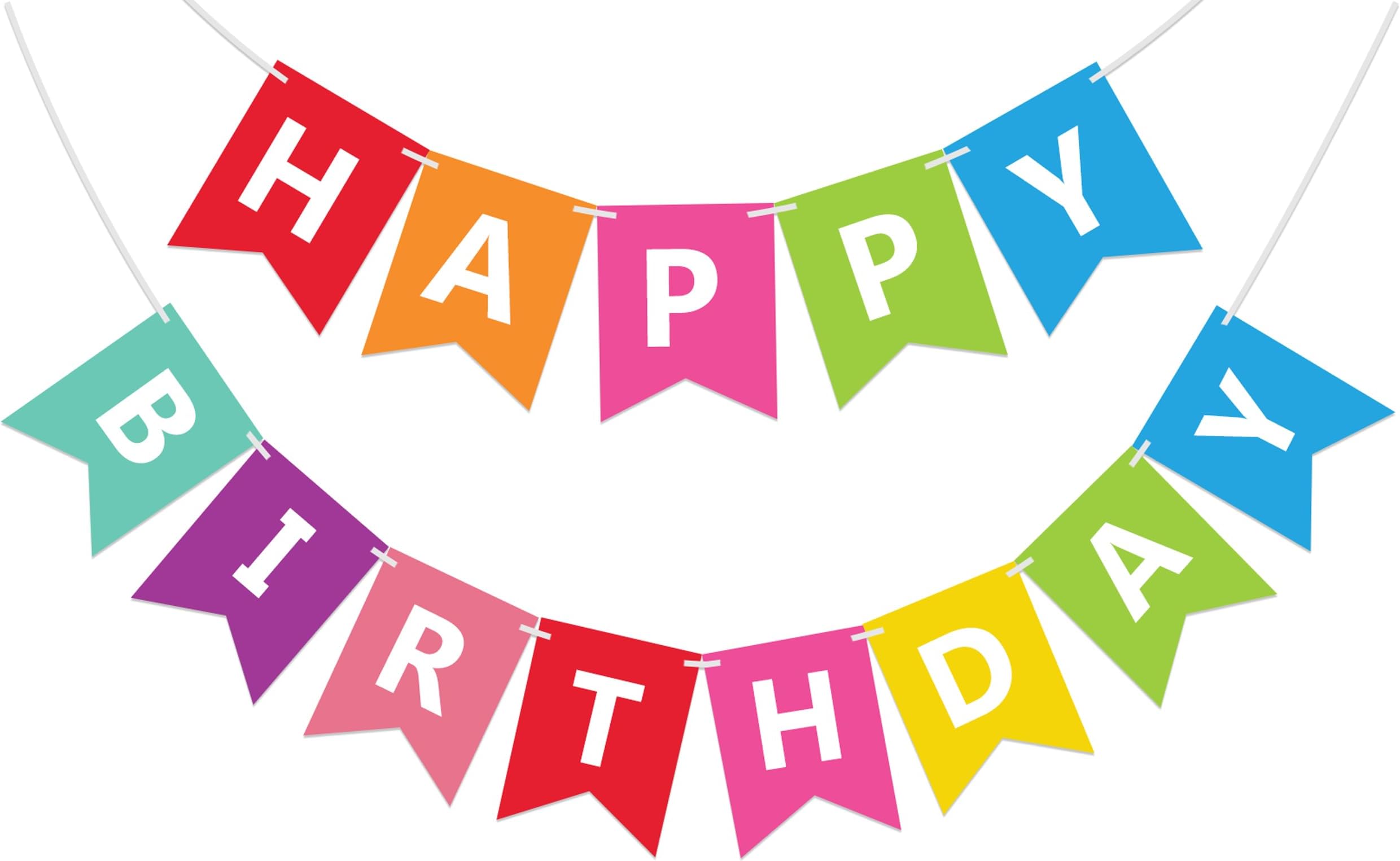 Fecedy Colorful Happy Birthday Banner Bunting Pre-Strung No DIY for Birthday Party Decorations