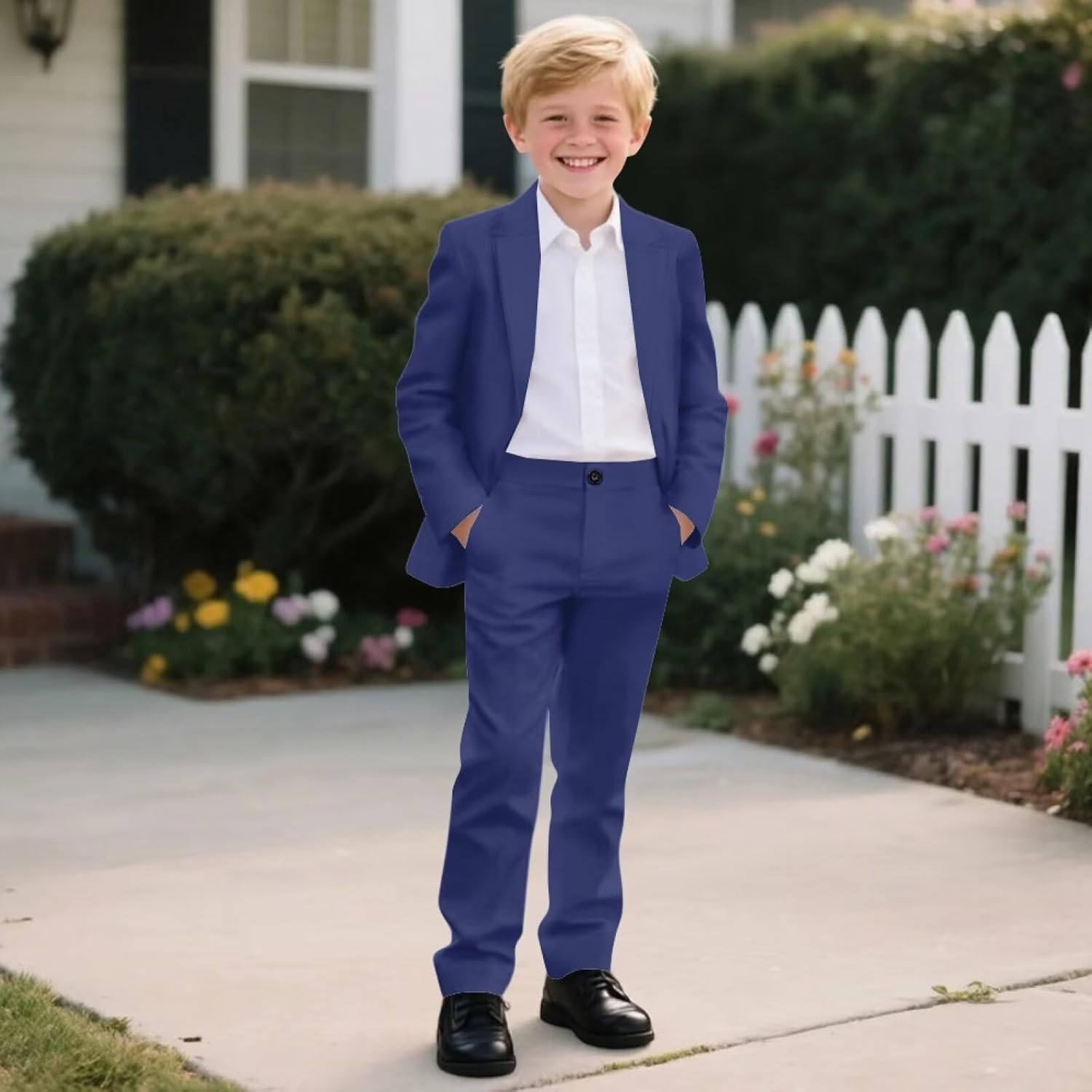 Dreaweet Boys Suit Size 6-14 Slim Fit 2 Piece Suit Tuxedo Suits Blazer & Pants Set Kids Formal Wedding Ring Bearer Outfit
