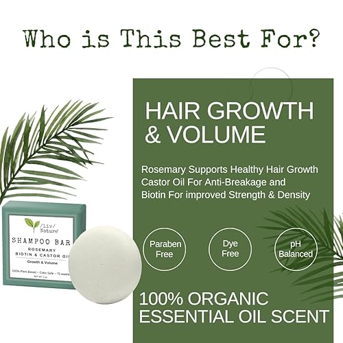 Miniatura 3 de Barra de champú  Crecimiento y volumen para cabello fino  Romero, biotina, aceite de ricino  Esenciales de viaje  Hecho a mano en Estados Unidos,