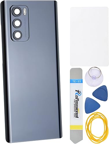 Aurora - Cubierta trasera de cristal acrílico gris de repuesto para LG Wing 5G LMF100N con marco de cámara trasera adhesivo precortado y cubierta de