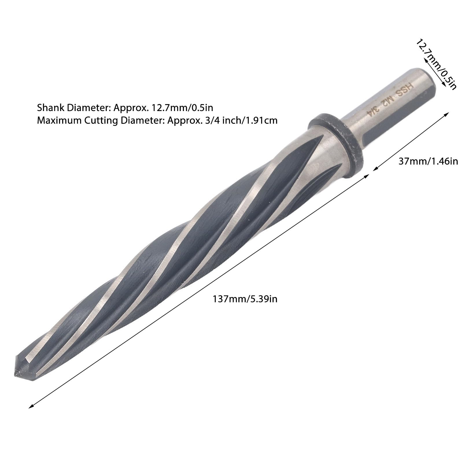 Punta alesatrice NDNCZDHC Punta alesatrice conica 3/4 di pollice HSS6542 M2 Alesatore a ponte a 5 scanalature Utensile alesatore per acciaio Lega Metallo Legno Plastica