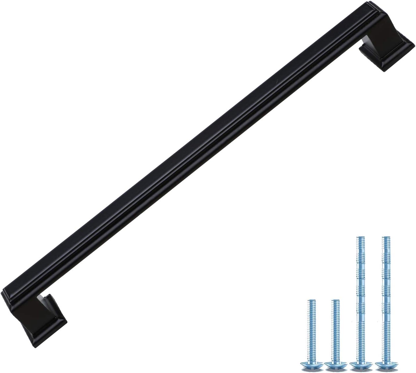 6 Pack MOOD.SC 8.8-inch Hole Cente Black Drawer Handles Square Bar Cabinet Pulls Black Dresser Drawer Knobs Kitchen Cabinet Hardware Knobs for Kitchen Cabinets (6, CC: 8.8''/224mm)