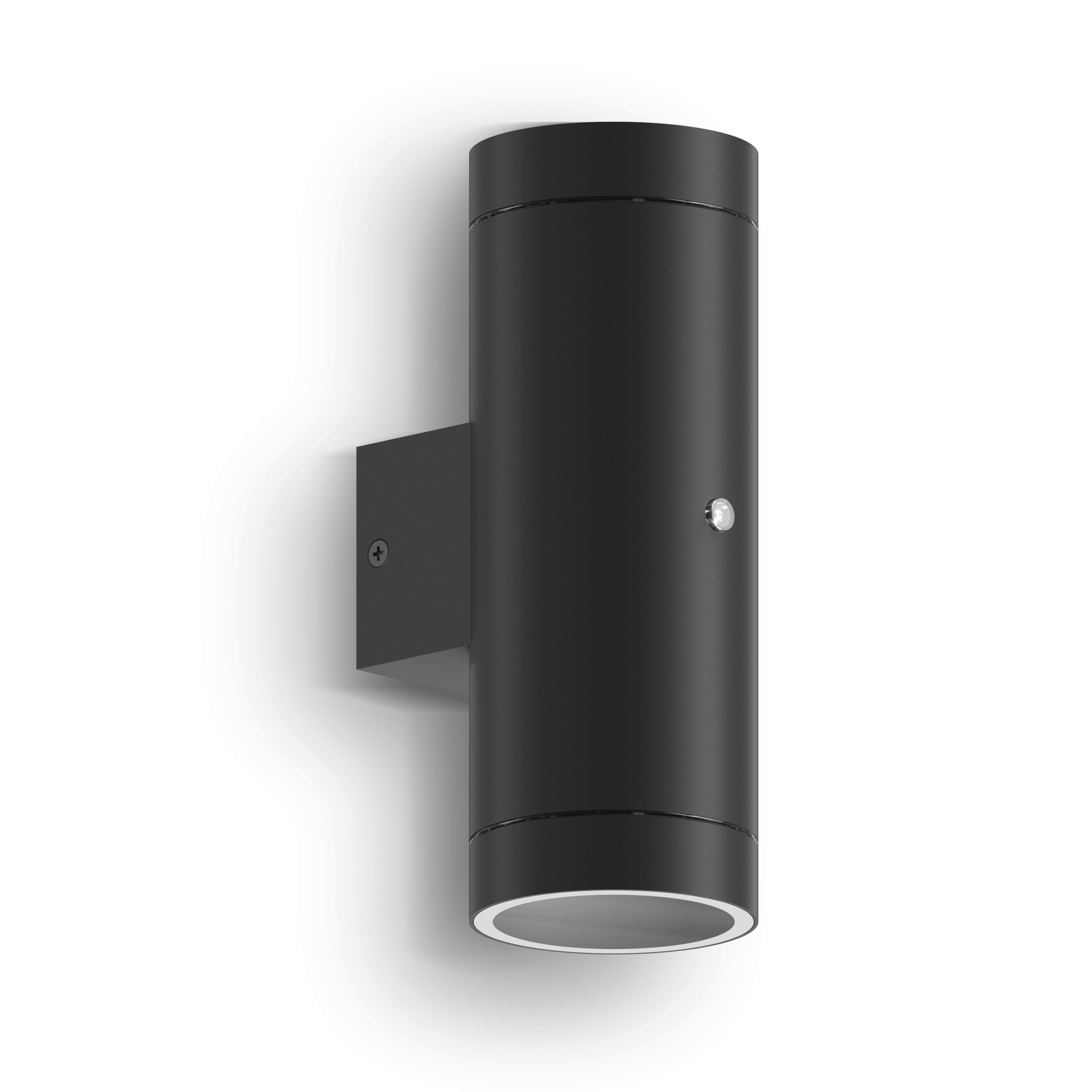 Calex Black - Pavia Outdoor Wall Light, 2X Gu10, Up & Down Garden Lighting, Ip44 Waterproof, Day & Night Sensor Lamp, Aluminium