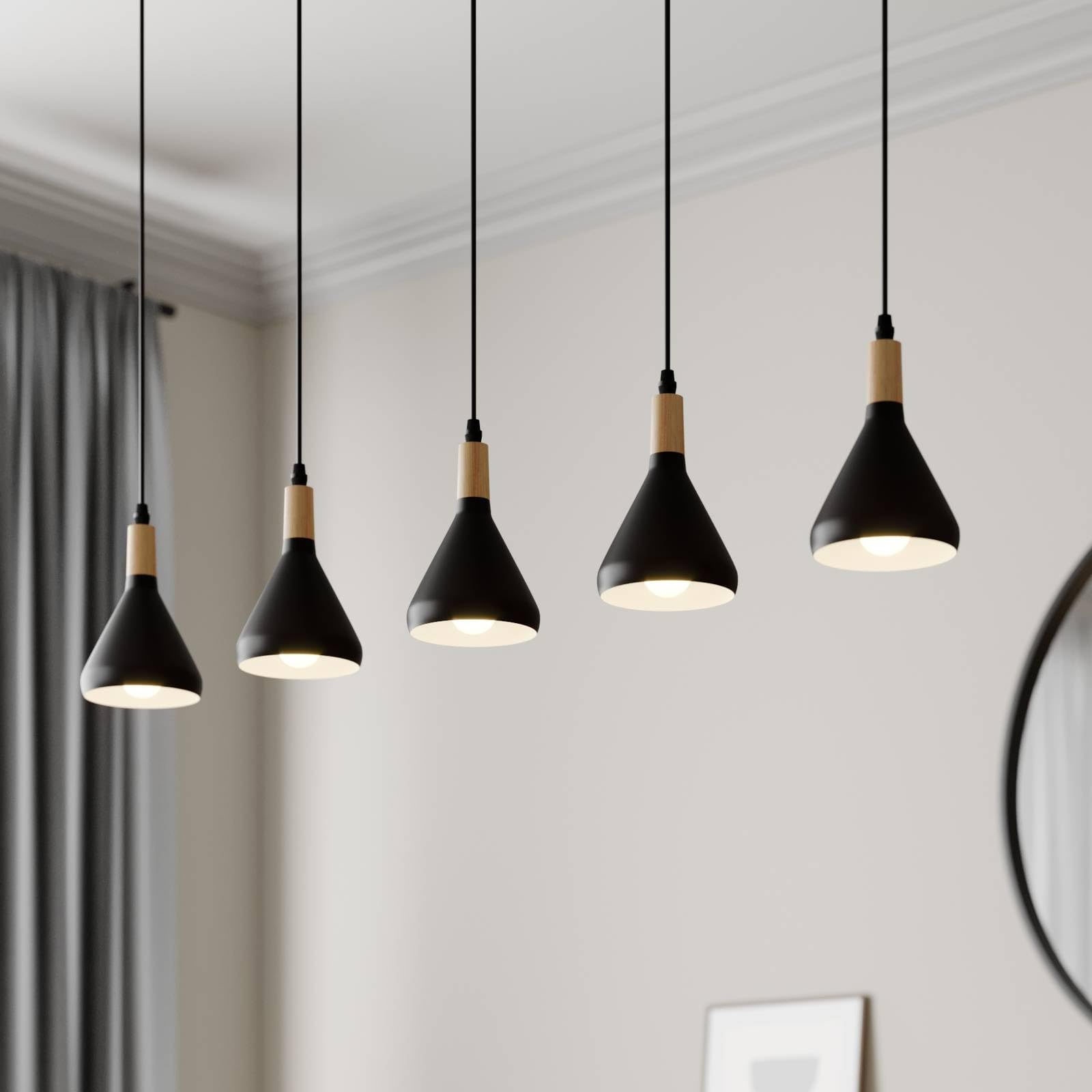 Lindby Lámpara colgante Arina (Moderno) en Negro hecho de Metal e.o. para Salón & Comedor (5 llamas, E14) lámpara techo