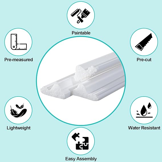 Pangda DIY Peel and Stick Wall Moulding Kit TV Molding Panels, Classic